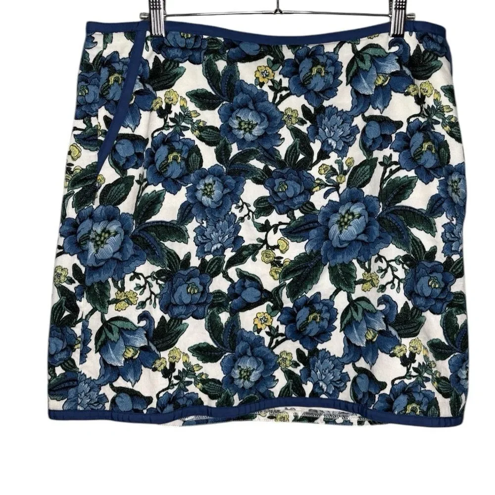 Ann Taylor Loft Skirt Womens Size Small Blue White Floral Cotton Skirt size 12
